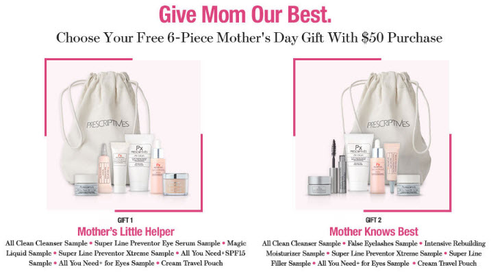 Receive your choice of 6-piece bonus gift with your $50 Prescriptives purchase