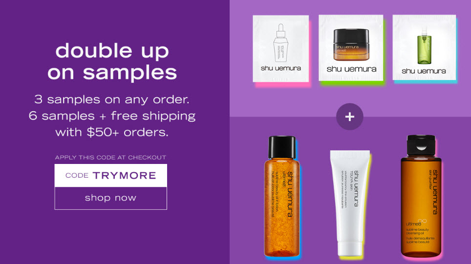 Receive a free 6-piece bonus gift with your $50 Shu Uemura purchase