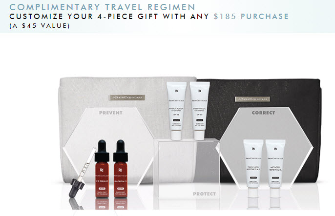 Receive your choice of 4-piece bonus gift with your $185 SkinCeuticals purchase