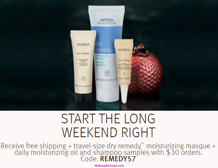 Receive a free 3-piece bonus gift with your $30 Aveda purchase
