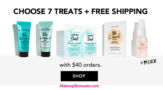 Receive your choice of 7-piece bonus gift with your $40 Bumble and bumble purchase