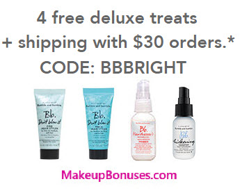 Receive a free 4-piece bonus gift with your $30 Bumble and bumble purchase