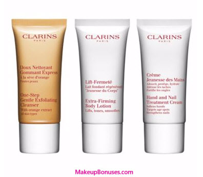 Receive a free 3-piece bonus gift with your $65 Clarins purchase