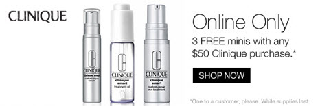 Receive a free 3-piece bonus gift with your $50 Clinique purchase