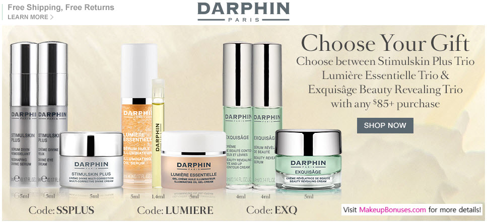 Receive your choice of 3-piece bonus gift with your $85 Darphin purchase