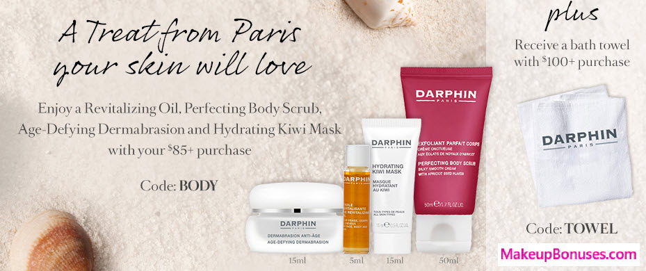 Receive a free 5-piece bonus gift with your $100 Darphin purchase