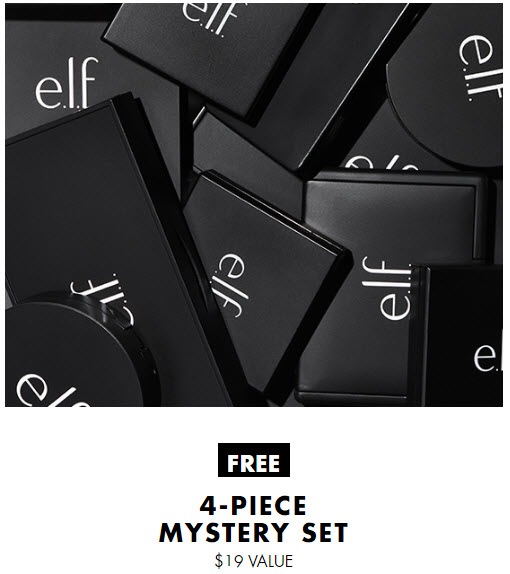 Receive a free 4-piece bonus gift with your $25 ELF Cosmetics purchase