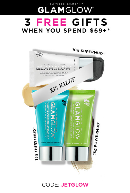 Receive a free 3-piece bonus gift with your $69 GlamGlow purchase