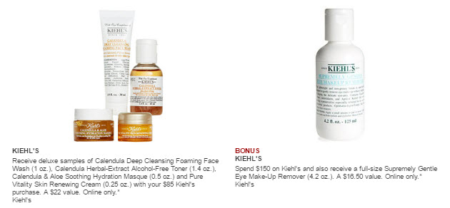 Receive a free 5-piece bonus gift with your $150 Kiehl's purchase
