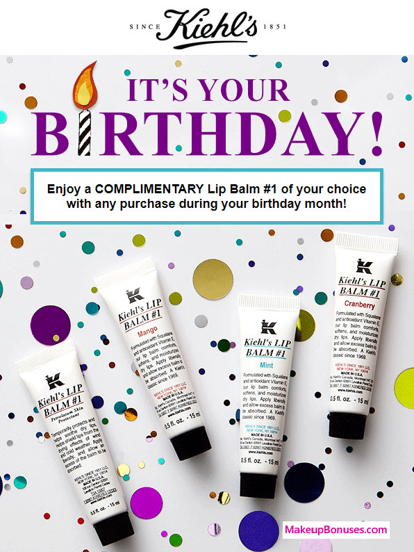 Kiehl's Birthday Gift - MakeupBonuses.com #KiehlsSince1851