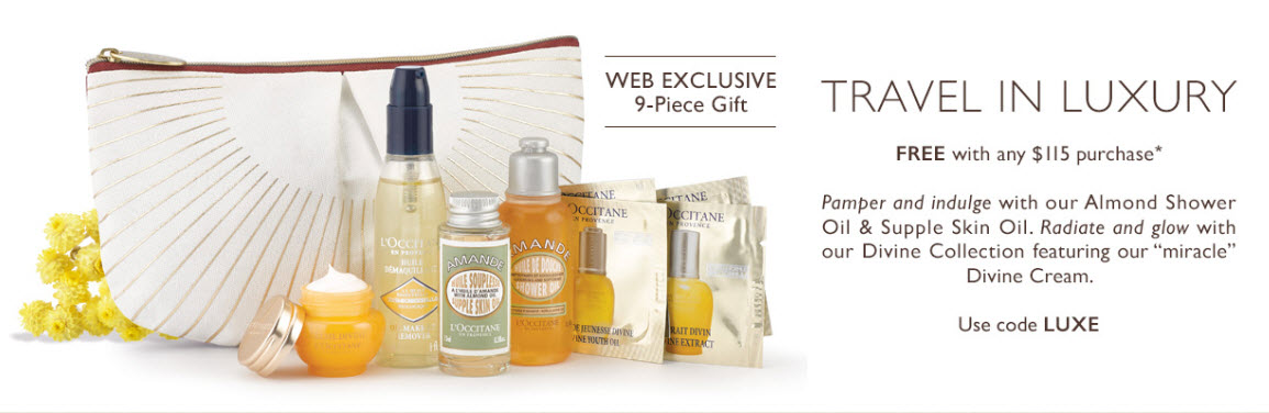 Receive a free 9-piece bonus gift with your $115 L'Occitane purchase