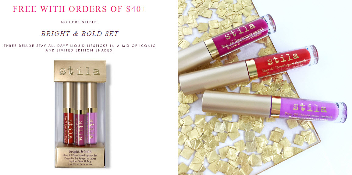 Receive a free 3-piece bonus gift with your $40 Stila purchase
