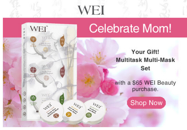 Receive a free 3-piece bonus gift with your $65 Wei purchase