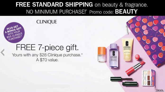 Receive your choice of 7-piece bonus gift with your $28 Clinique purchase