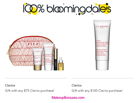Receive your choice of 5-piece bonus gift with your $75 Clarins purchase
