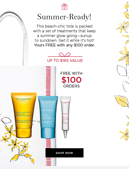 Receive a free 7-piece bonus gift with your $200 Clarins purchase