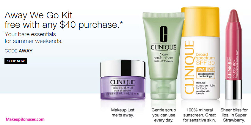Receive a free 4-piece bonus gift with your $40 Clinique purchase