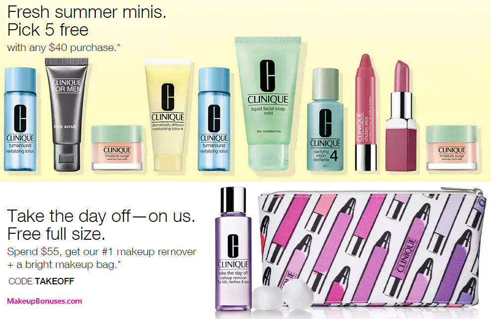 Receive a free 5-piece bonus gift with your $40 Clinique purchase