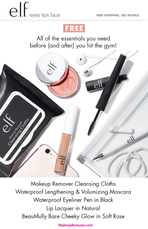Receive a free 5-piece bonus gift with your $25 ELF Cosmetics purchase