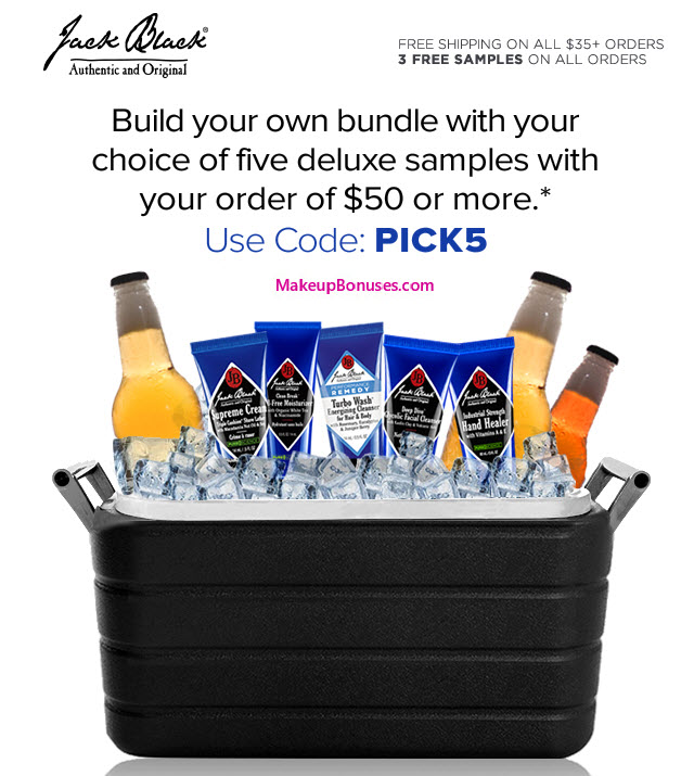 Receive your choice of 5-piece bonus gift with your $50 Jack Black purchase
