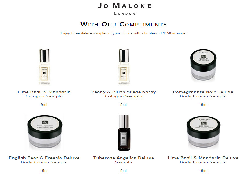 Receive your choice of 3-piece bonus gift with your $150 Jo Malone purchase