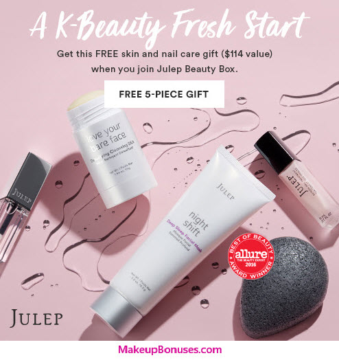 Receive a free 5-piece bonus gift with your Julep Beauty Box subscription purchase