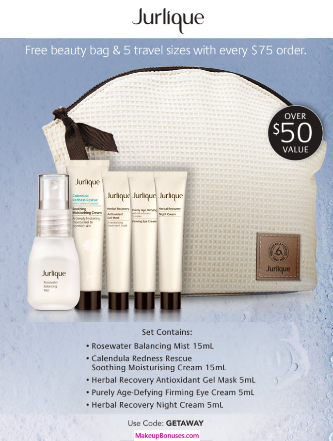 Receive a free 6-piece bonus gift with your $75 Jurlique purchase