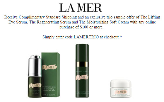 Receive a free 3-piece bonus gift with your $100 La Mer purchase
