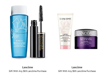 Receive a free 4-piece bonus gift with your $65 Lancôme purchase