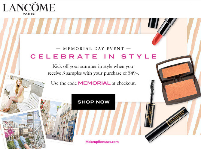 Receive a free 3-piece bonus gift with your $49 Lancôme purchase