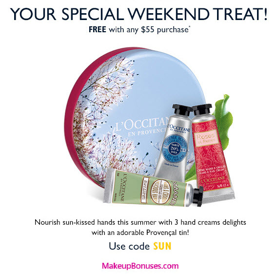 Receive a free 4-piece bonus gift with your $55 L'Occitane purchase