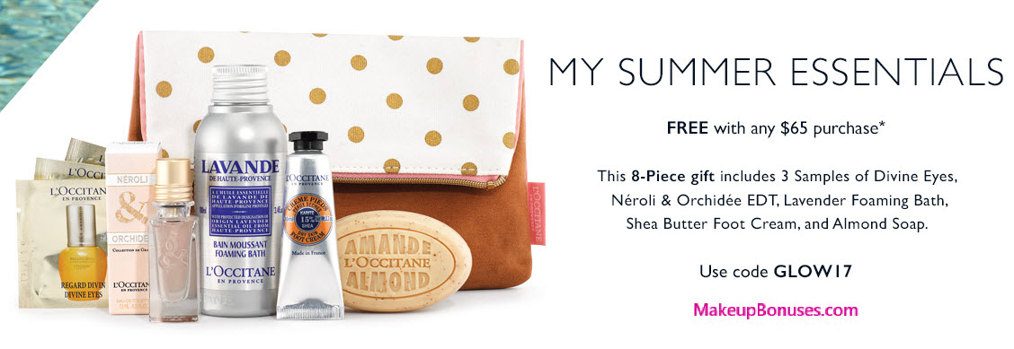Receive a free 8-piece bonus gift with your $65 L'Occitane purchase