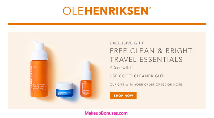 Receive a free 3-piece bonus gift with your $30 OLE HENRIKSEN purchase