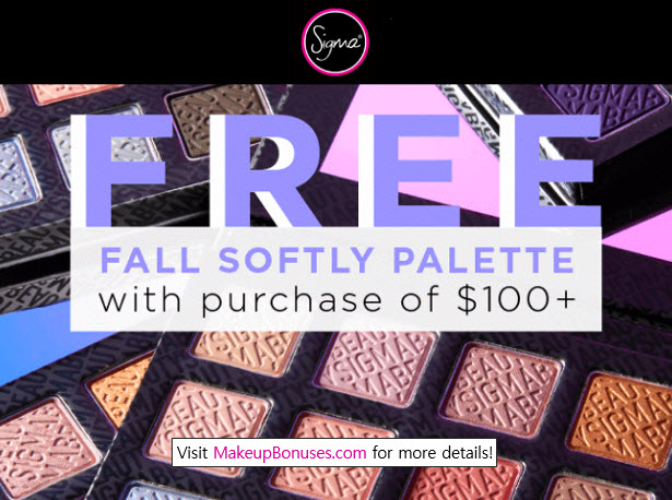 Receive a free 12-piece bonus gift with your $100 Sigma Beauty purchase