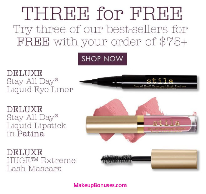 Receive a free 3-piece bonus gift with your $75 Stila purchase