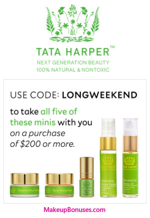 Receive a free 5-piece bonus gift with your $200 Tata Harper purchase