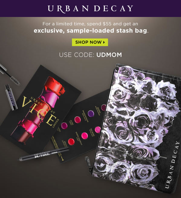 Receive a free 4-piece bonus gift with your $55 Urban Decay purchase