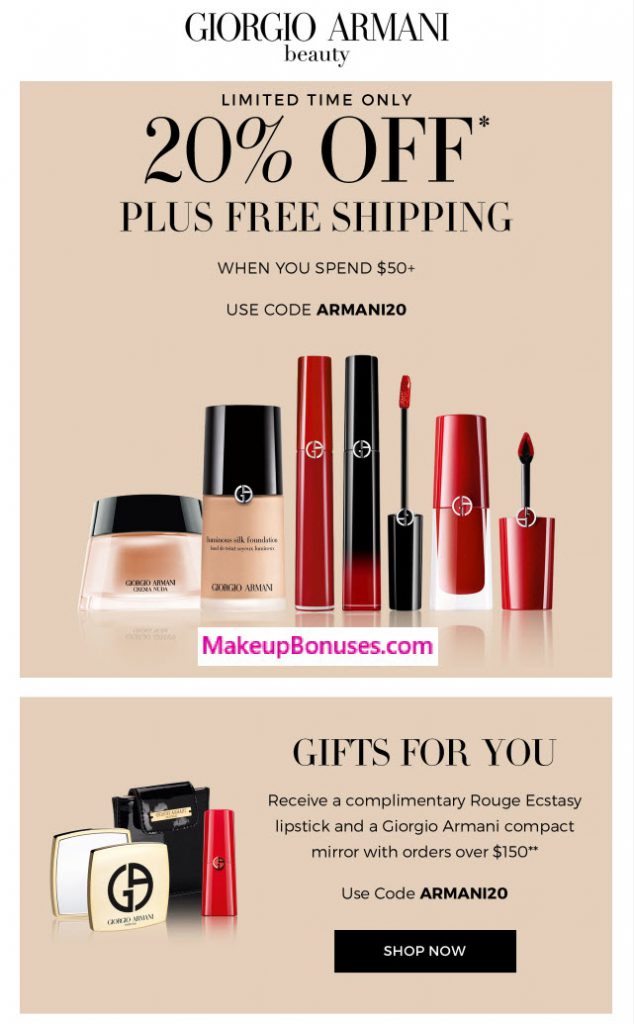 Armani Free Gift with Purchase Makeup Bonuses