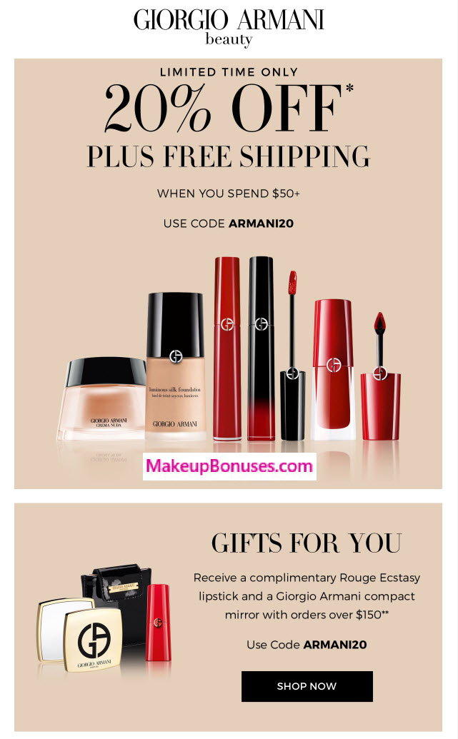 Giorgio Armani Free Gift with Purchase Makeup Bonuses