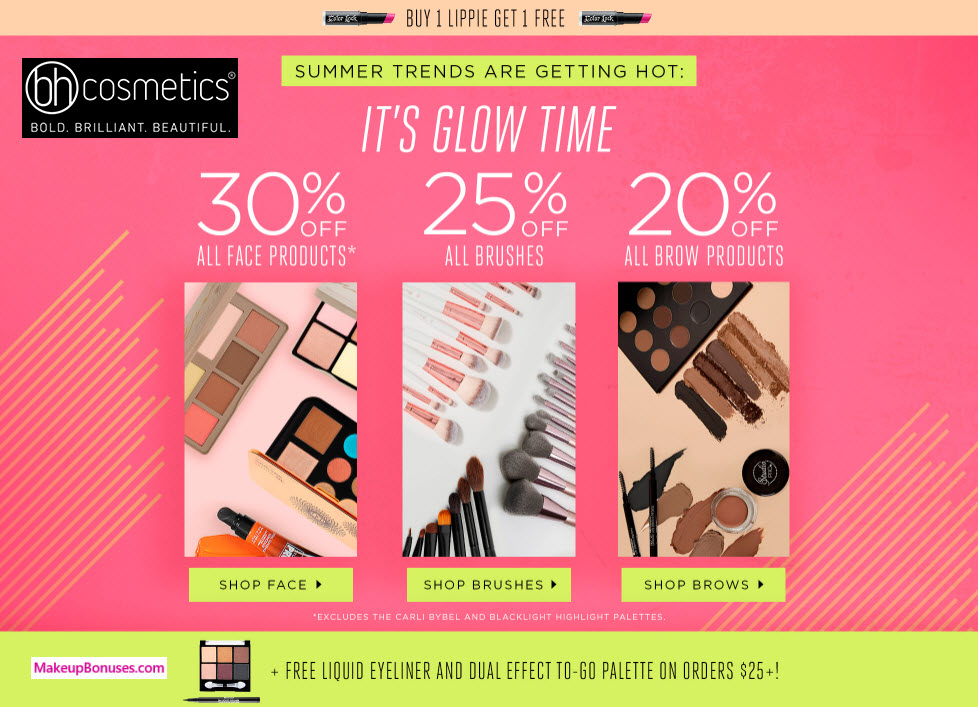 Receive a free 7-piece bonus gift with your $25 BH Cosmetics purchase
