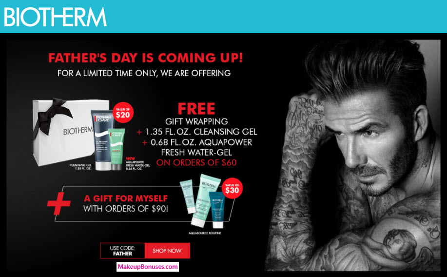 Receive a free 3-piece bonus gift with your $60 Biotherm purchase
