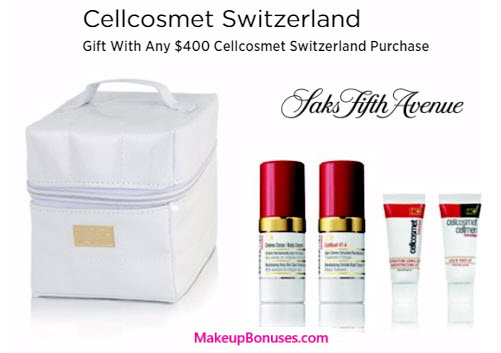 Receive a free 5-pc gift with your $400 Cellcosmet Switzerland purchase