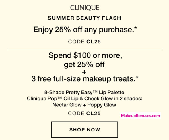 Receive a free 3-pc gift with your $100 Clinique purchase