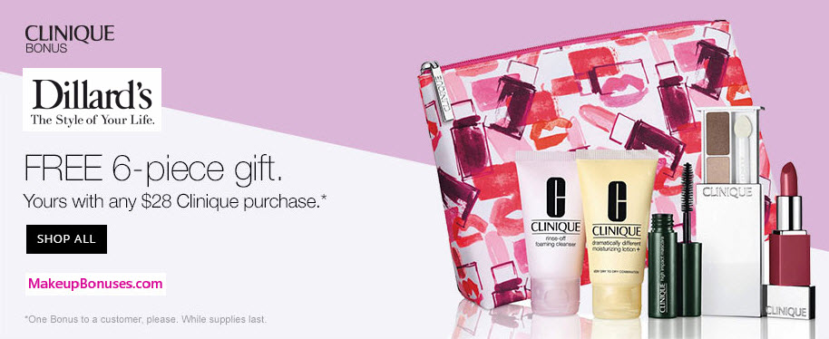 Receive your choice of 6-pc gift with your $28 Clinique purchase