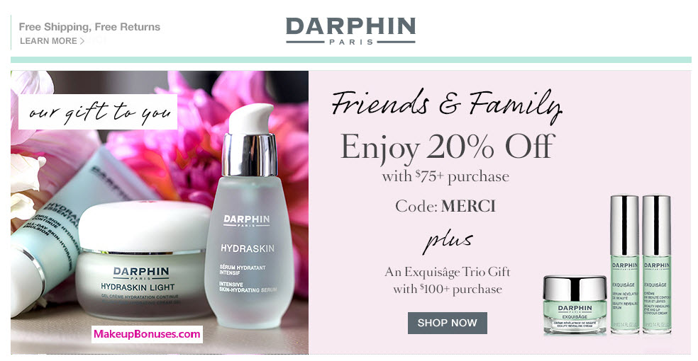 Receive a free 3-piece bonus gift with your $100 Darphin purchase