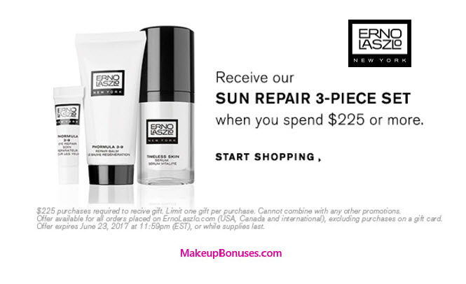 Receive a free 3-pc gift with your $225 Erno Laszlo purchase