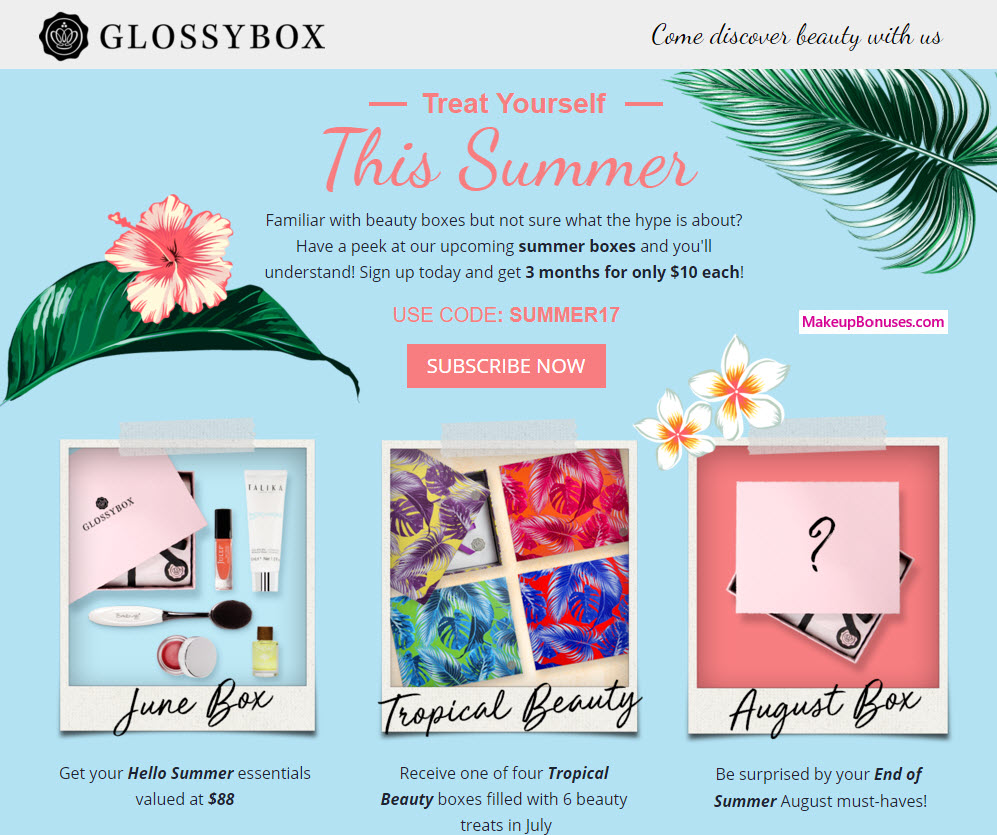 $10 / month Glossybox special - MakeupBonuses.com