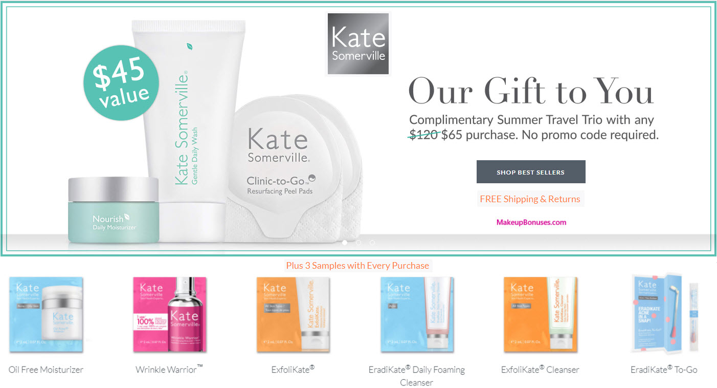 Receive a free 3-pc gift with your $65 Kate Somerville purchase