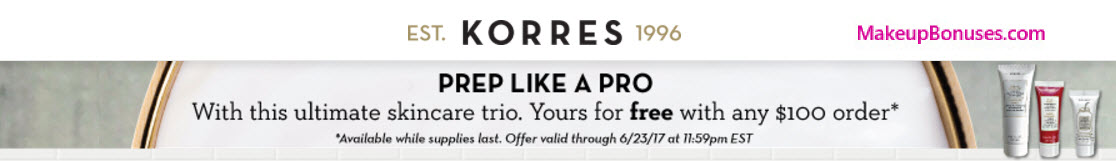 Receive a free 3-pc gift with your $100 Korres purchase