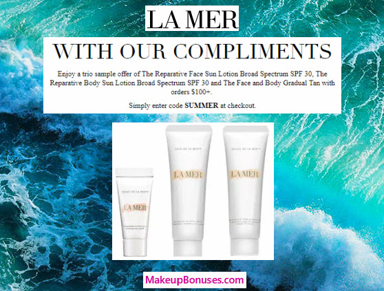 Receive a free 3-pc gift with your $100 La Mer purchase